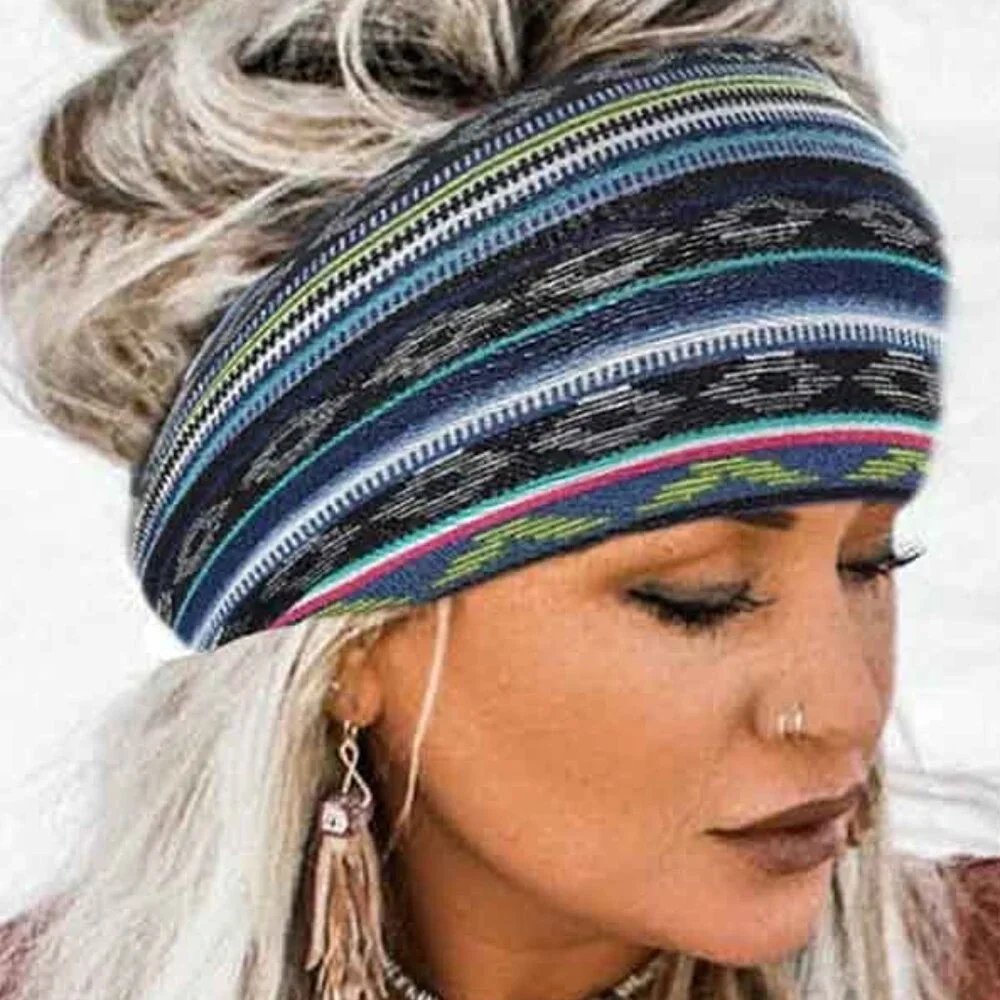 Bohemian Headband - Wide Print Headband – Fashionable Knot Tie Style